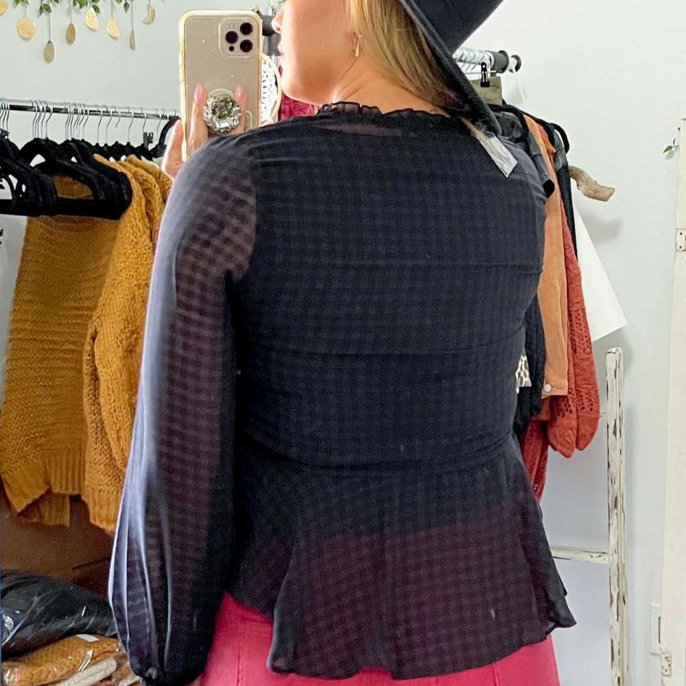 Sheer Gingham Blouse - Picture 3 of 3